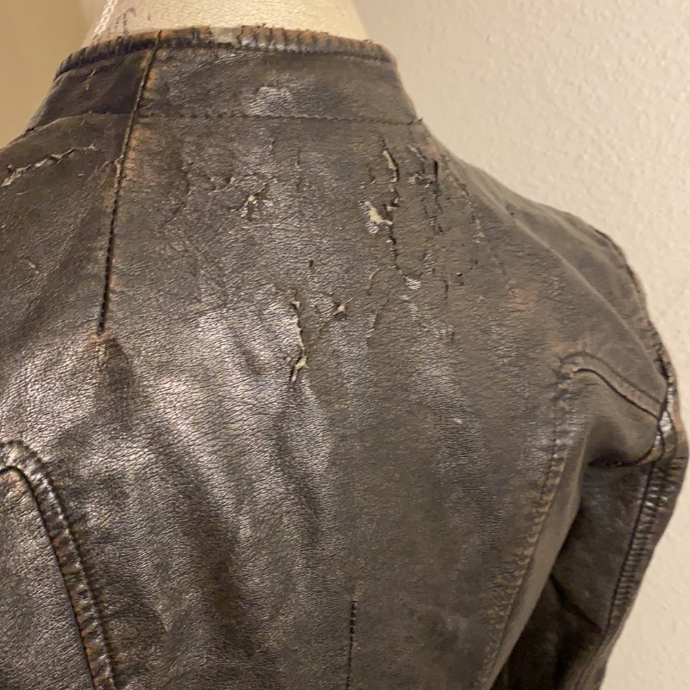 Express jacket faux leather worn coat XS​​ - Picture 7 of 11